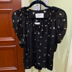 Black short sleeve blouse